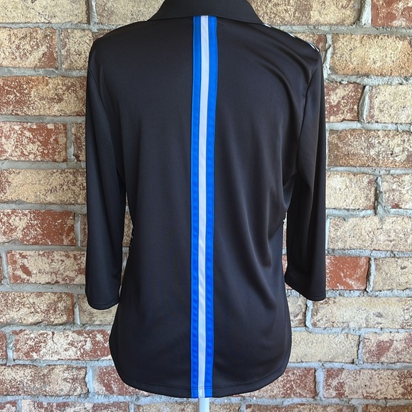PGA Tour Women’s Large Golf Polo Shirt 3/4 Sleeves Black/White/Blue striped - Picture 3 of 12